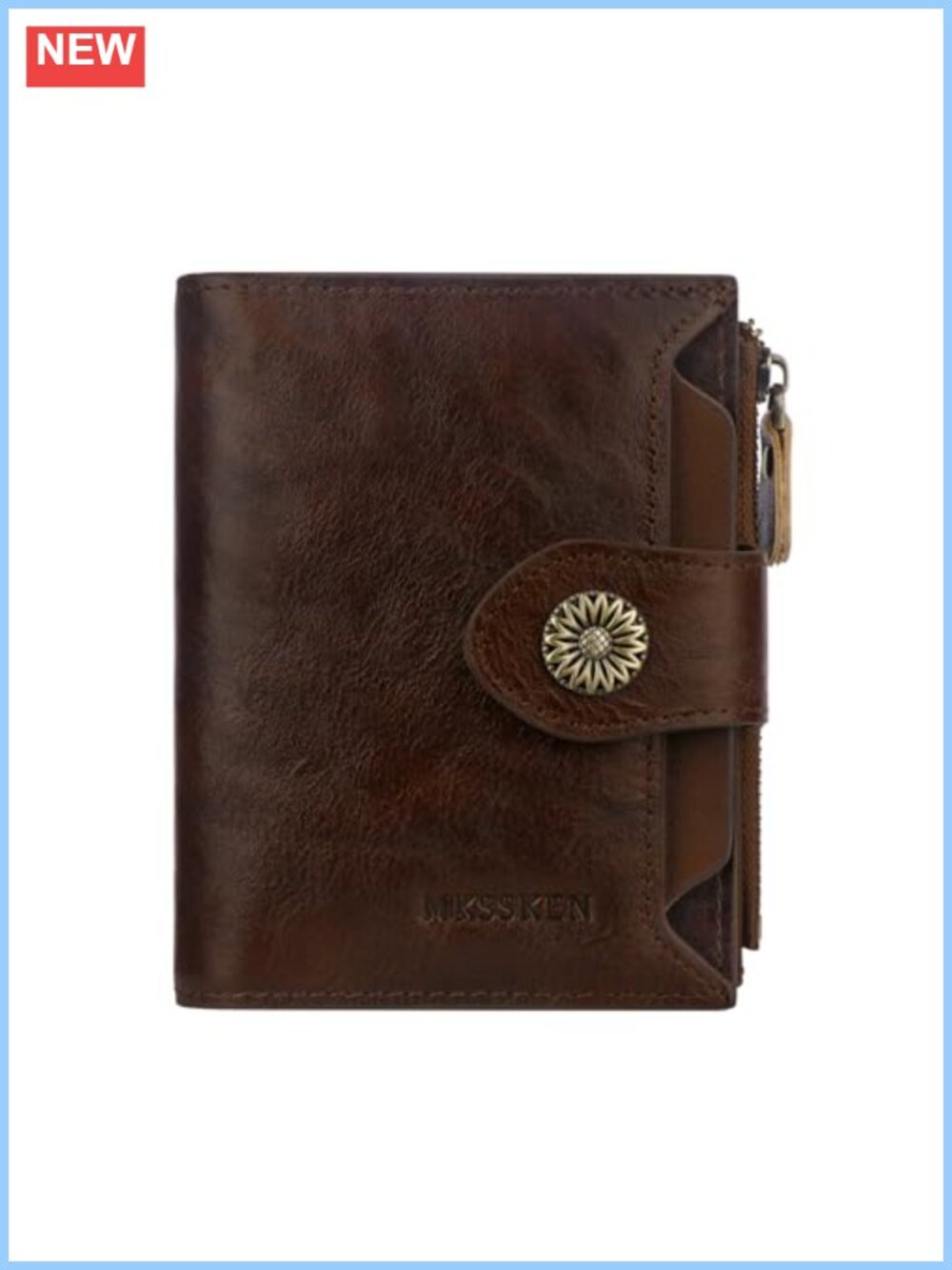 Genuine Leather RFID Bifold Wallet with 16 Card Slots & ID Window